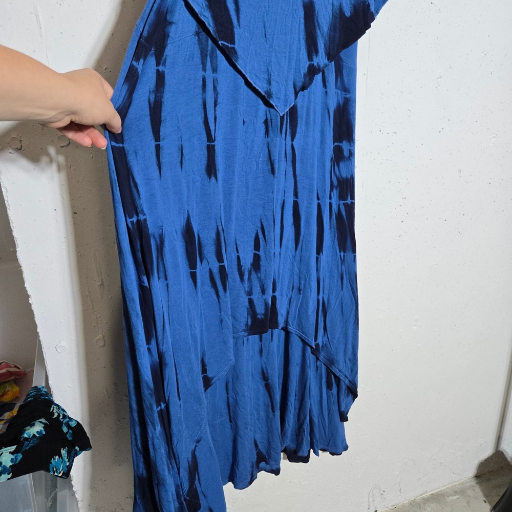 Reba Blue Tie Dye Lace Maxi Dress XL Whimsigoth Boho Western Gypsy Fairy Flowy - Picture 5 of 10